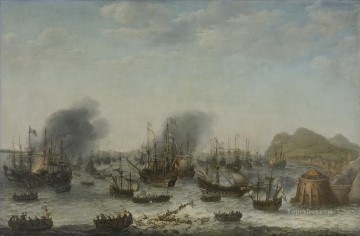 Landscapes Painting - De overwinning op de Spanjaarden bij Gibraltar door een vloot onder bevel van admiraal Jacob van Heemskerck 1607